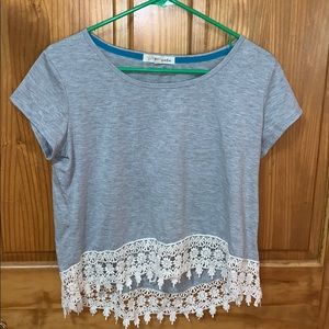 Cute gray and lace t shirt